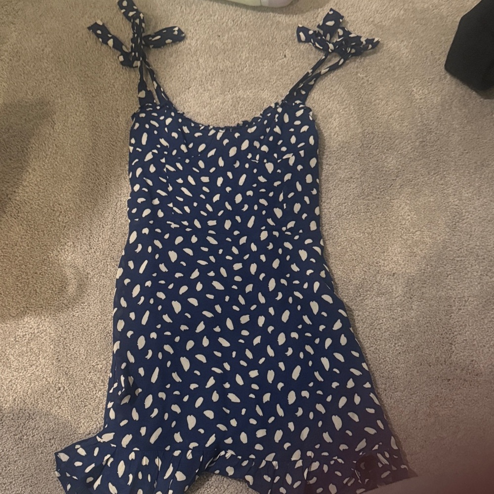 Reformation Blue and White Patterned Dress